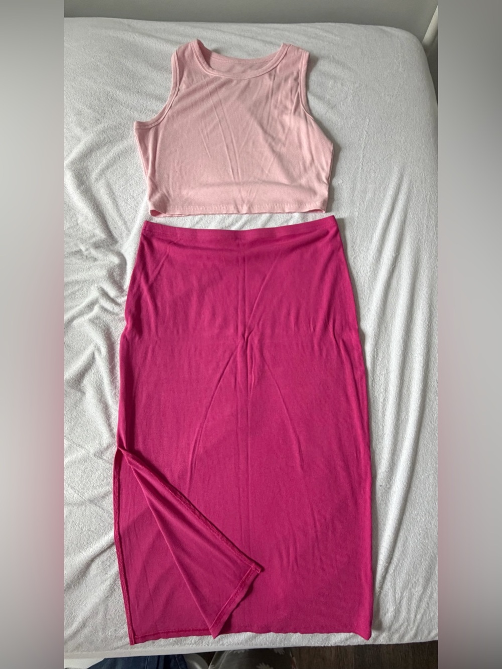 Pink 2 piece top and skirt set